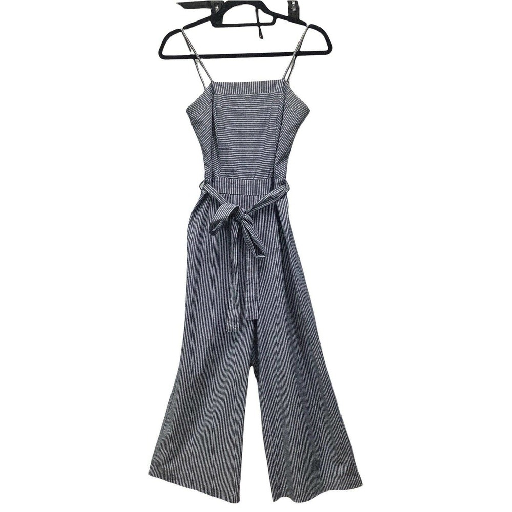 WOMEN’S Anthropologie Potter’s Pot Blue White Striped Jumpsuit S Cotton USA
